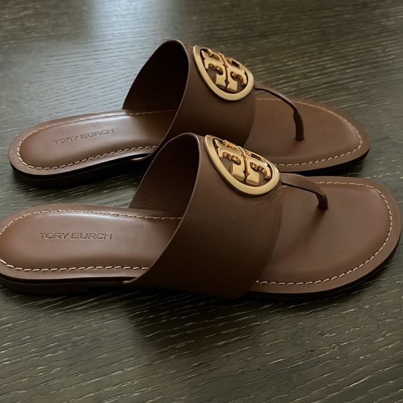 Tory Burch - Benton Band Flat Sandal / Calf Leather / Royal Tan / Size 7 - Picture 5 of 6